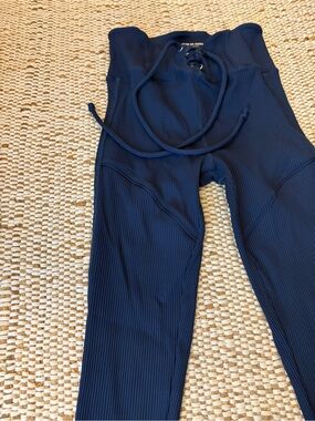 Year of Ours Navy Ribbed Football Leggings
